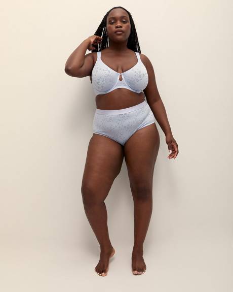 Blue Underwire Burnout Jacquard Unlined Bra - ti Voglio