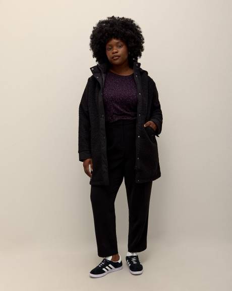 Black Padded Sherpa Coat