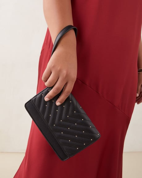 Chevron Quilted Flap Clutch With Studs - In Every Story