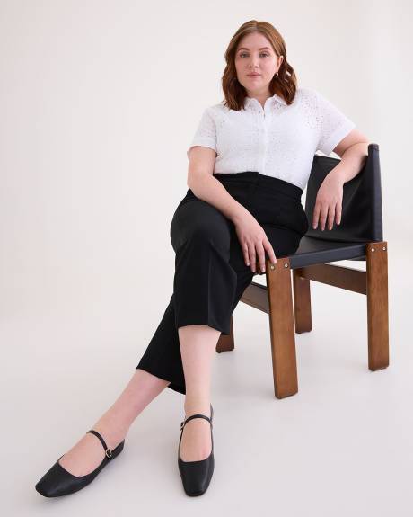 Short-Sleeve Eyelet Blouse