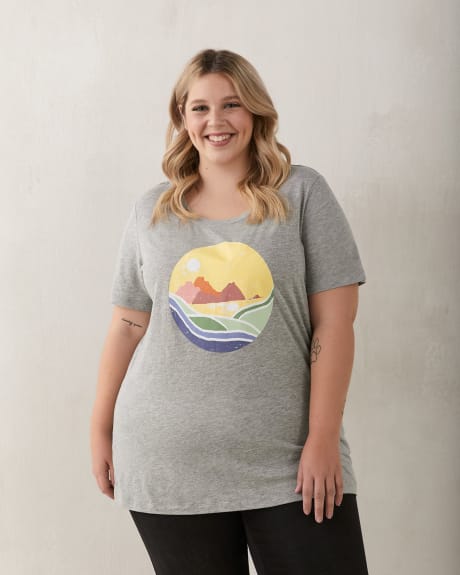Printed U-Neck Boyfriend Tee