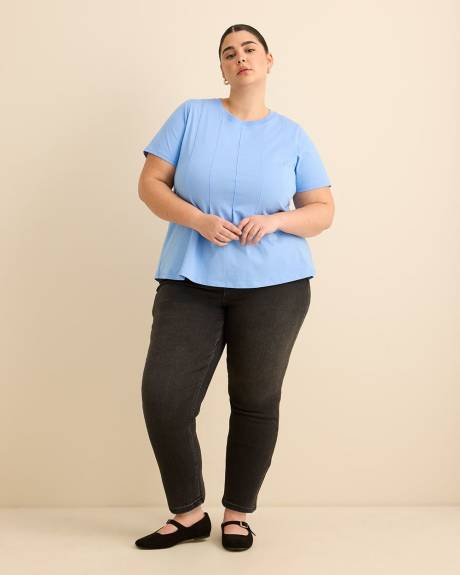 Short-Sleeve Pintuck Knit Top