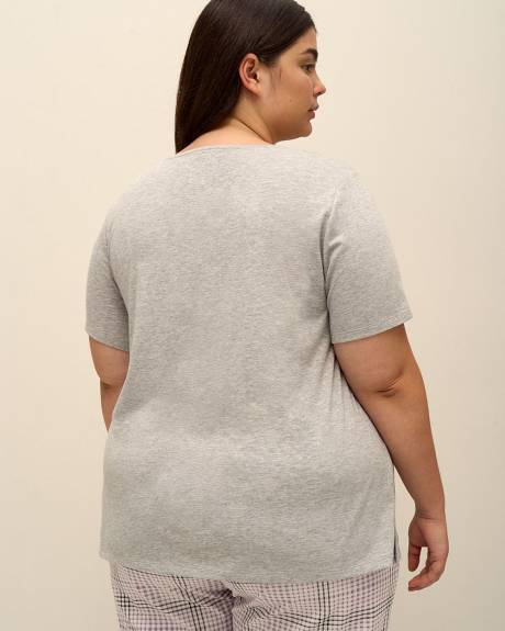 Haut de pyjama gris avec col en V boutonné - ti Voglio