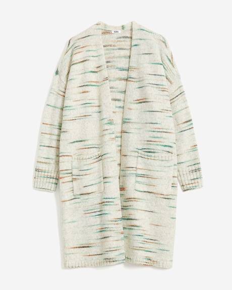 Space Dye Long Cardigan with Patch Pockets