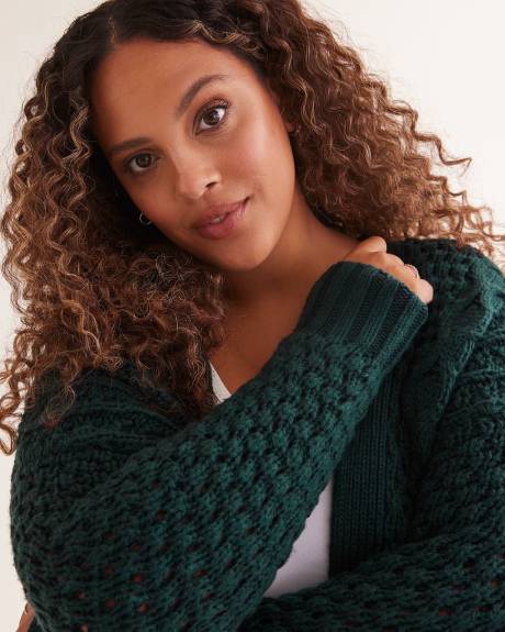 Cable Knit Open Cardigan