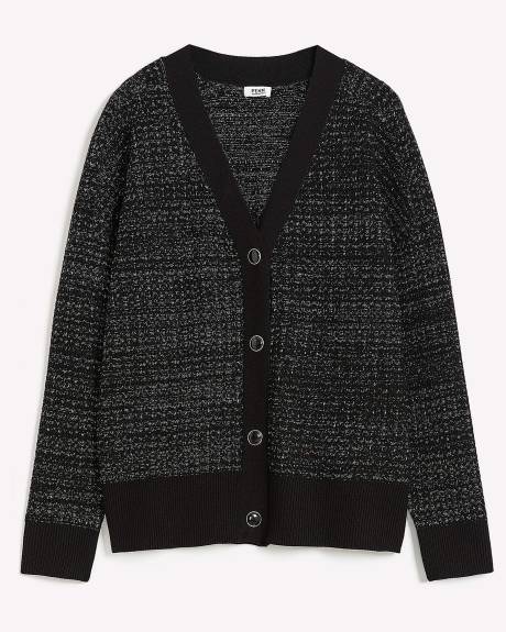 Black Knit Cardigan with Jewel Buttons
