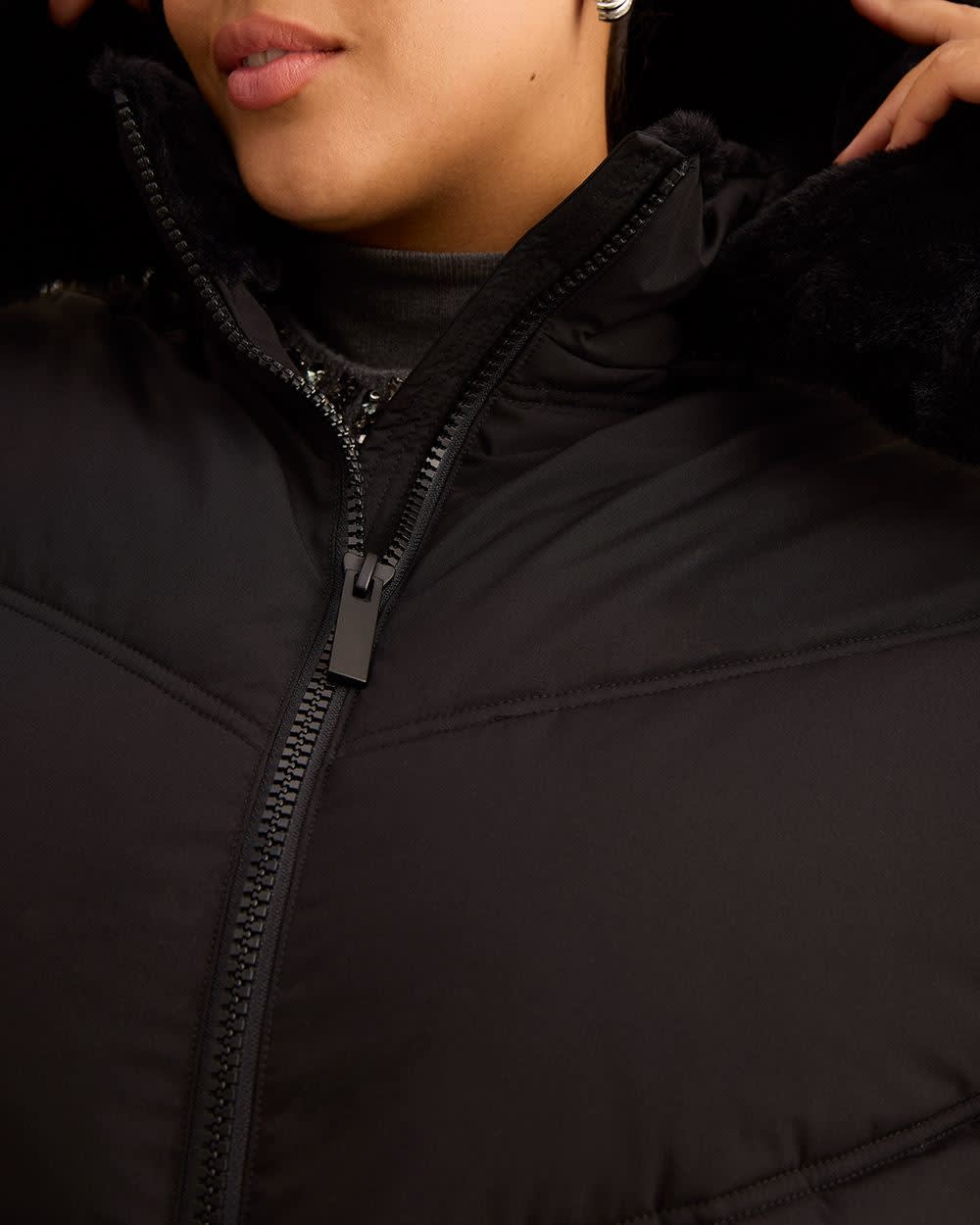 Manteau matelassé long, tissu responsable Manteau matelassé long, tissu responsable