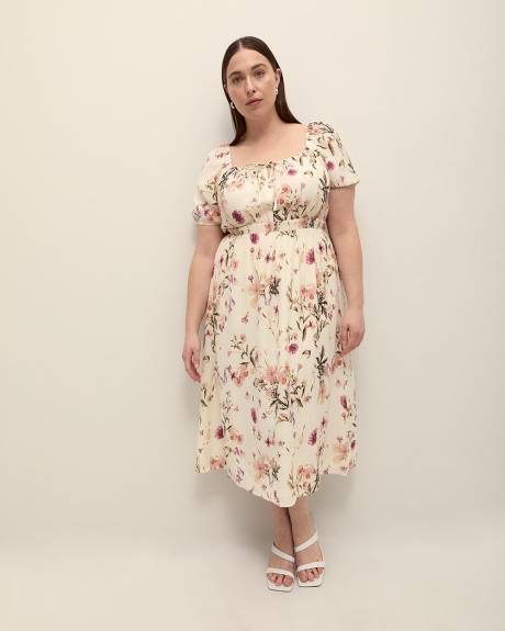 Midi Sweetheart Dress with Smocked Waistband - Addition Elle
