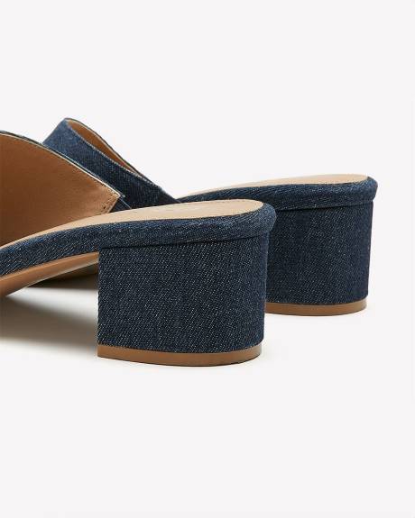 Extra Wide Width, Dark Denim Block Heel Mule