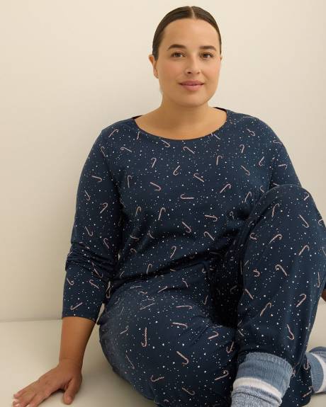 Ensemble-pyjama t-shirt à manches longues et pantalon de jogging à motif de cannes - ti Voglio