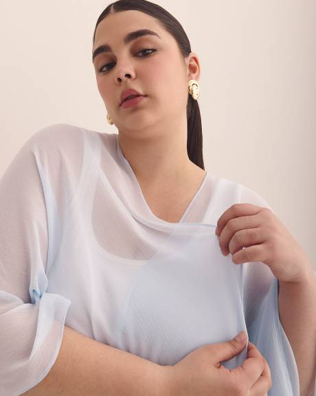 Blue Crinkle Chiffon Cape