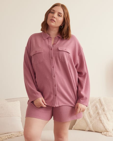 Long Waffle Knit Pyjama Shirt - ti Voglio