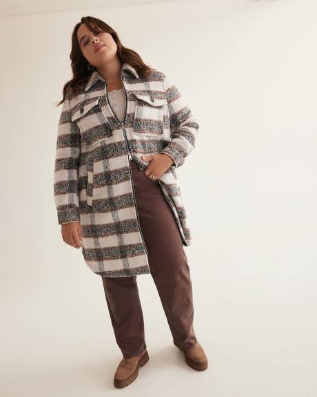 Veste-chemise carreautée avec fermeture éclair