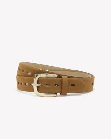 Cognac Perforated Faux Suede Belt
