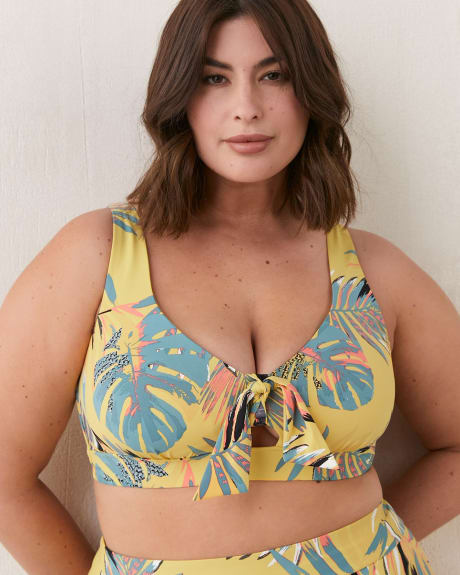 Printed Bikini Top With Knot - In Every Story