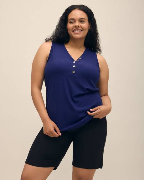 Camisole côtelée à encolure Henley - Essentiels PENN.