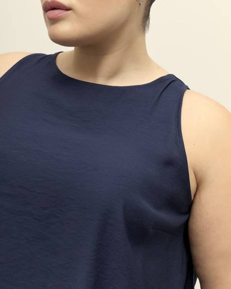 Sleeveless Swing Blouse with Back Bow Tie