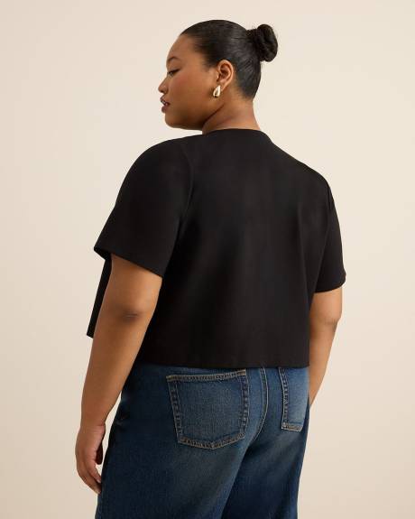 Black Knit Bolero with Button Detail