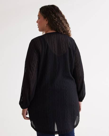 Black Kimono with Long Bubble Sleeves