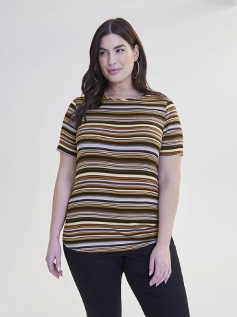 T-shirt imprimé à col rond, coupe moderne, tissu responsable - Addition Elle
