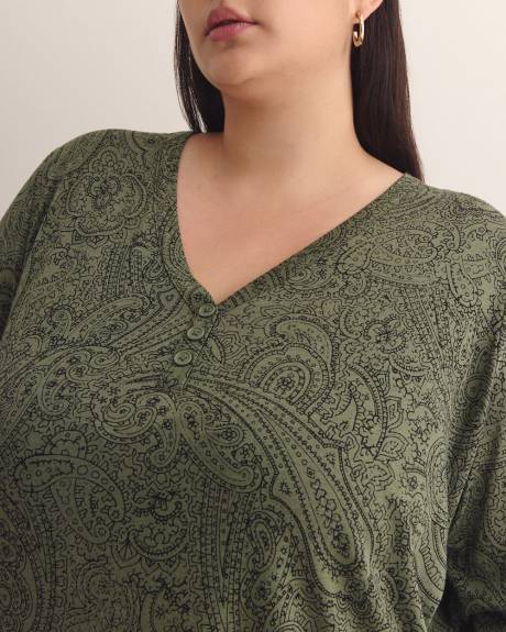Tunique col en V, coupe girlfriend, tissu responsable
