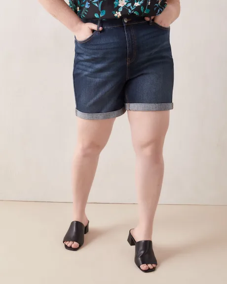 Curvy Fit, Denim Short With Rolled Hem, Dark Wash - d/C Jeans