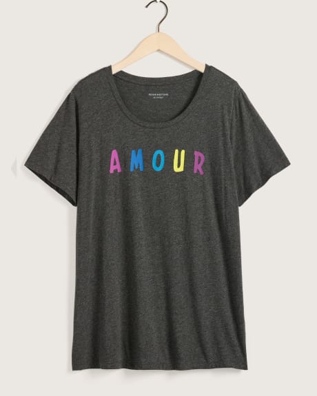 Printed U-Neck Boyfriend Loose Tee