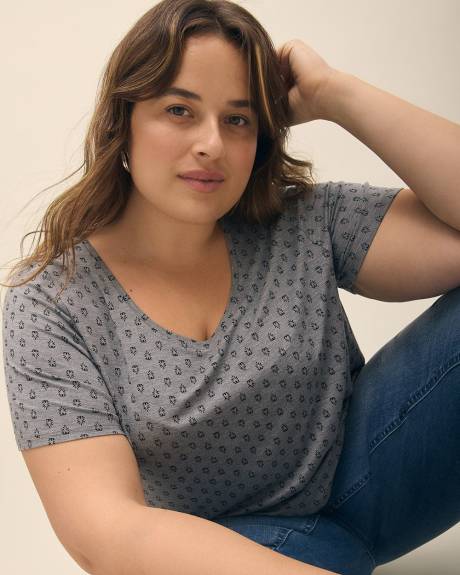 Responsible, Printed Modern Short-Sleeve Scoop Neck Tunic