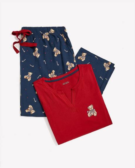 Ensemble-pyjama t-shirt à manches longues et pantalon à jambe droite à motif d'oursons - ti Voglio