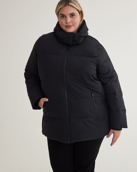 Stretch Puffer Jacket with Removable Hood