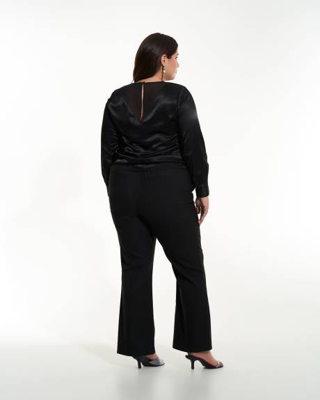 Black Blouse with Chiffon Neckline Yoke - Addition Elle