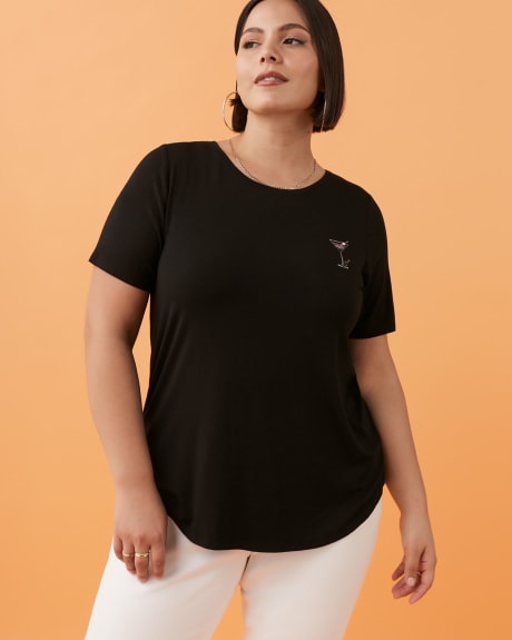 Responsible Printed Crew Neck T-Shirt, Modern-Fit - Addition Elle
