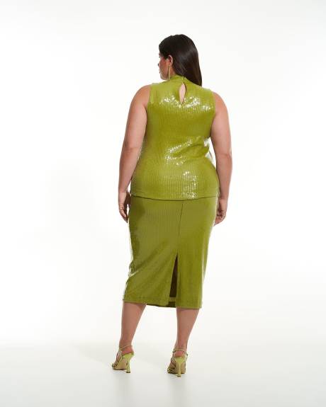 Sleeveless Sequins Knit Top - Addition Elle