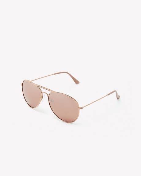 Rose Gold Aviator Sunglasses