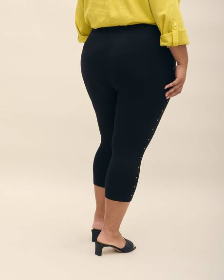 Legging capri noir avec boutons latéraux, tissu responsable - Essentiels PENN.