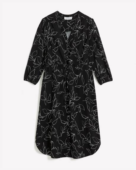 Silky Midi Shirt Dress with Waist Drawstring - Addition Elle