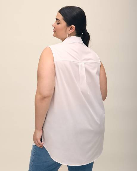 White Sleeveless Buttoned-Down Tunic