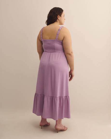 Sleeveless Pleated Maxi Dress with Back Smocking - Addition Elle