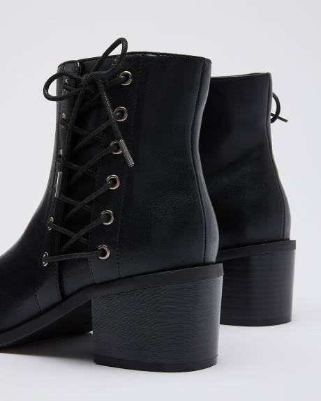 Extra Wide Width, Black Bootie with Side Lace-Up Detail