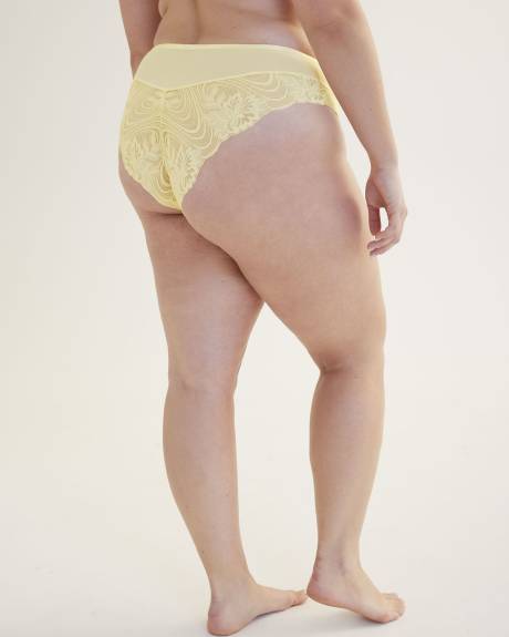Culotte cheeky unie avec dentelle et maille - Déesse Collection