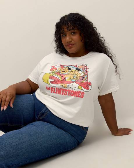 White License Tee with The Flintstones Print