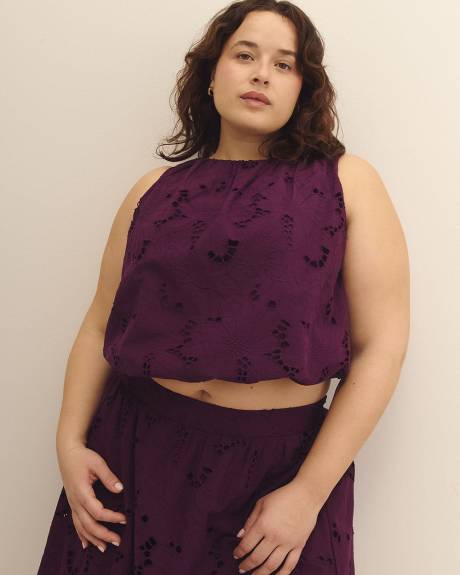 Sleeveless Cotton Shirring Top - Addition Elle