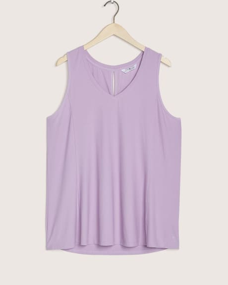 Mesh V-Neck Tank Top with Keyhole Details - Active Zone