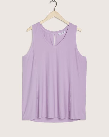 Mesh V-Neck Tank Top with Keyhole Details - Active Zone