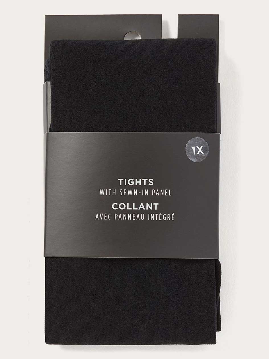 Basic Black Tights with Sewn-In Panel