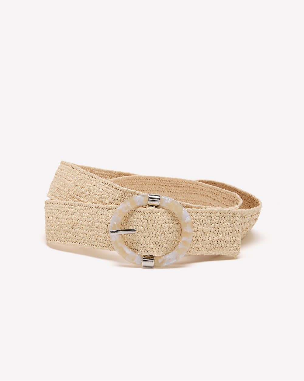 Elastic Straw Belt with Tortoise Buckle