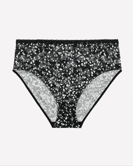 High-Cut Floral Print Lace Brief - Déesse Collection