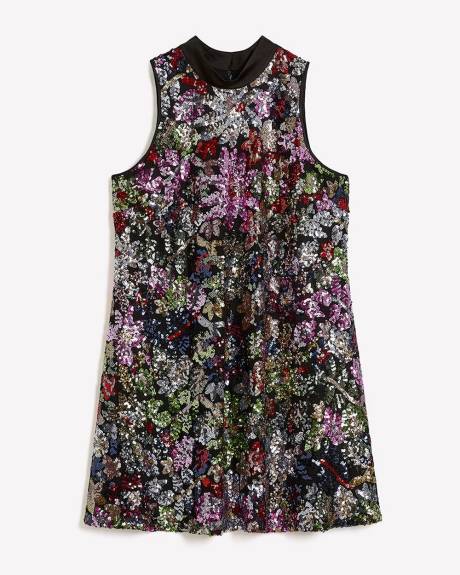 Meredith Shaw x PENN - Sequined Floral Sleeveless Short Dress