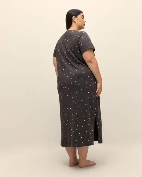 Robe de nuit longue à manches courtes imprimée - ti Voglio