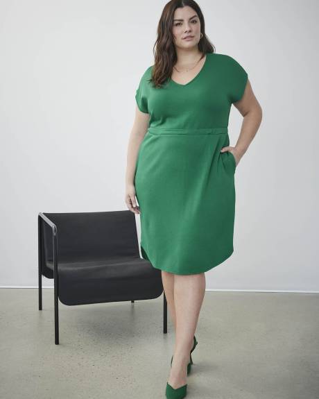 V-Neck Dress with Short Dolman Sleeves